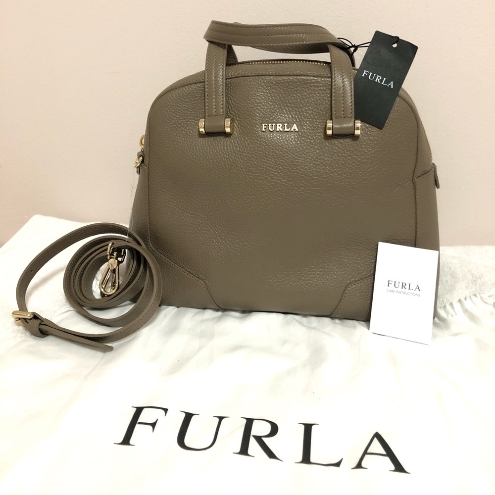 FURLA Michelle Dome pebbled leather satchel bag